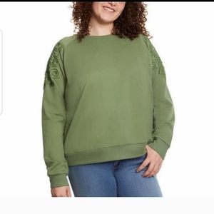 Gloria Vanderbilt Green Pullover SweaterLace Detail XL  Sage color